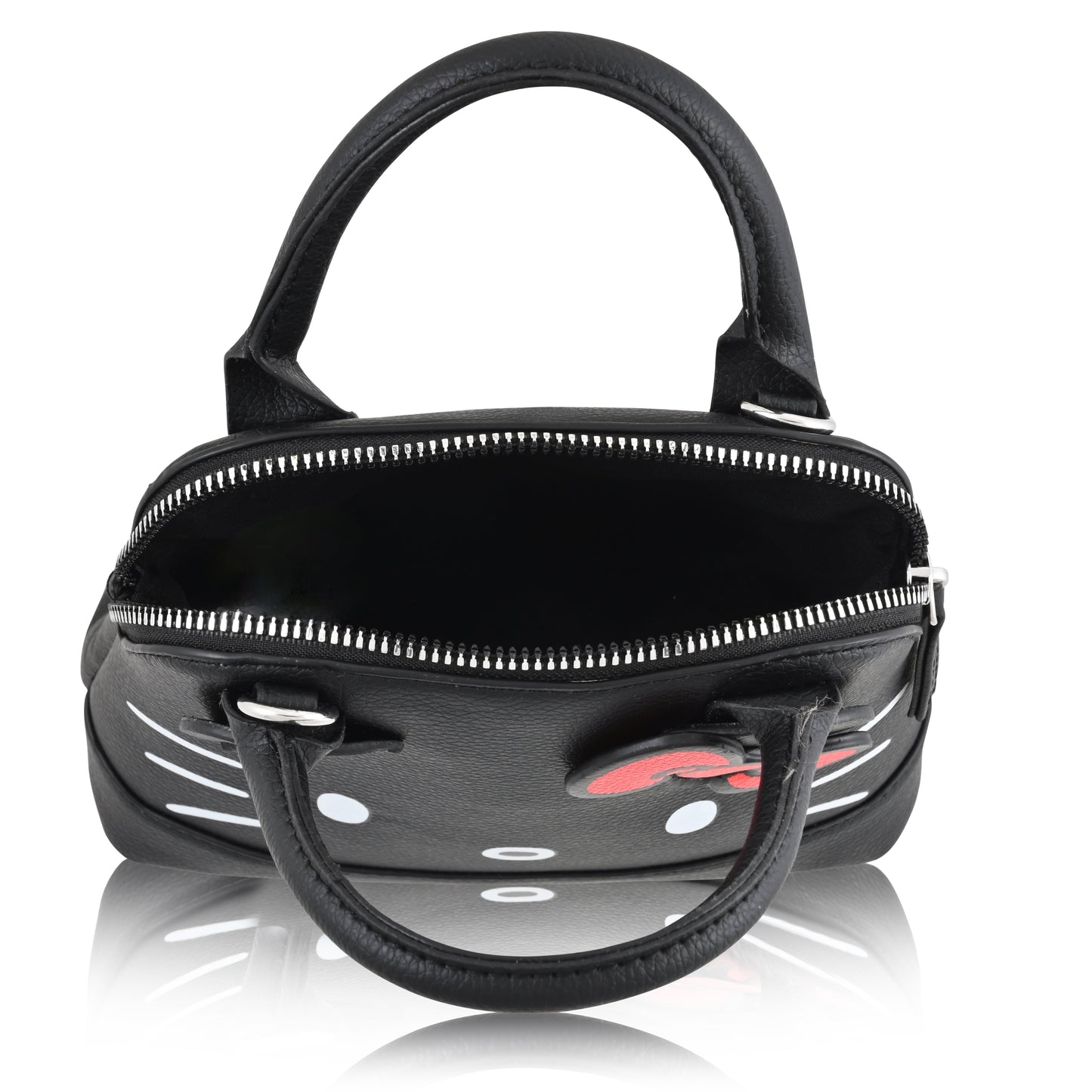 Hello kitty, Leather Solid Print Shoulder Crossbody Handbag, Black